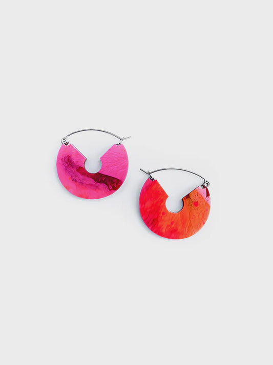 Concrete Jellyfish | pink & orange resin hoops | silver