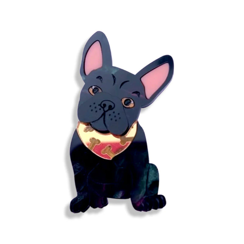 Bling Hound | Frenchie Brooch - Black