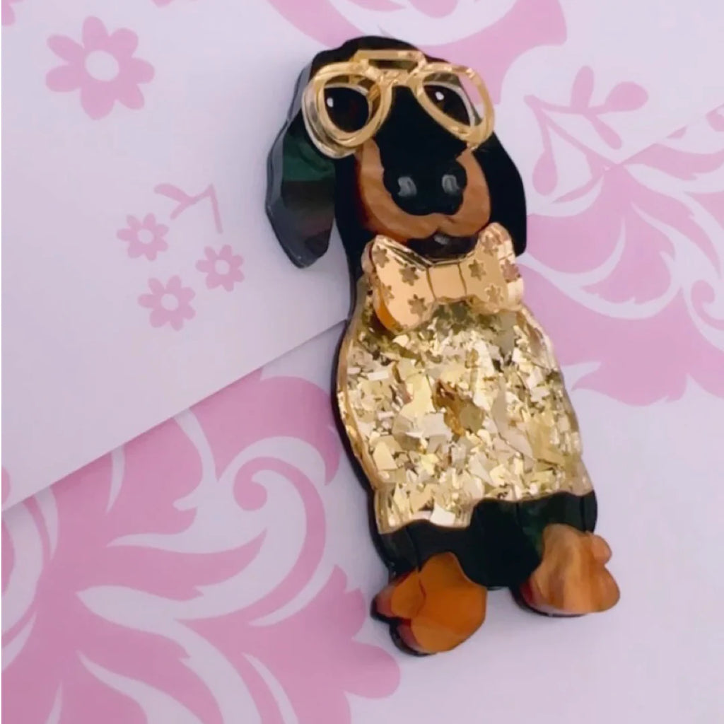 Bling Hound | Dachshund Brooch - Black