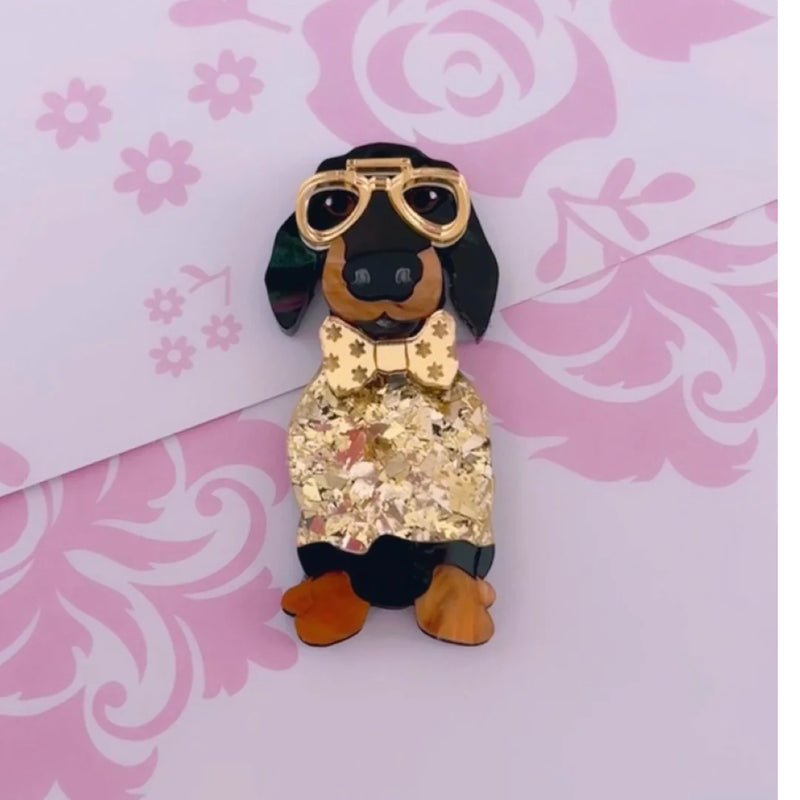 Bling Hound | Dachshund Brooch - Black