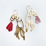 DENZ Prawn painted steel dangles | Gold + Red