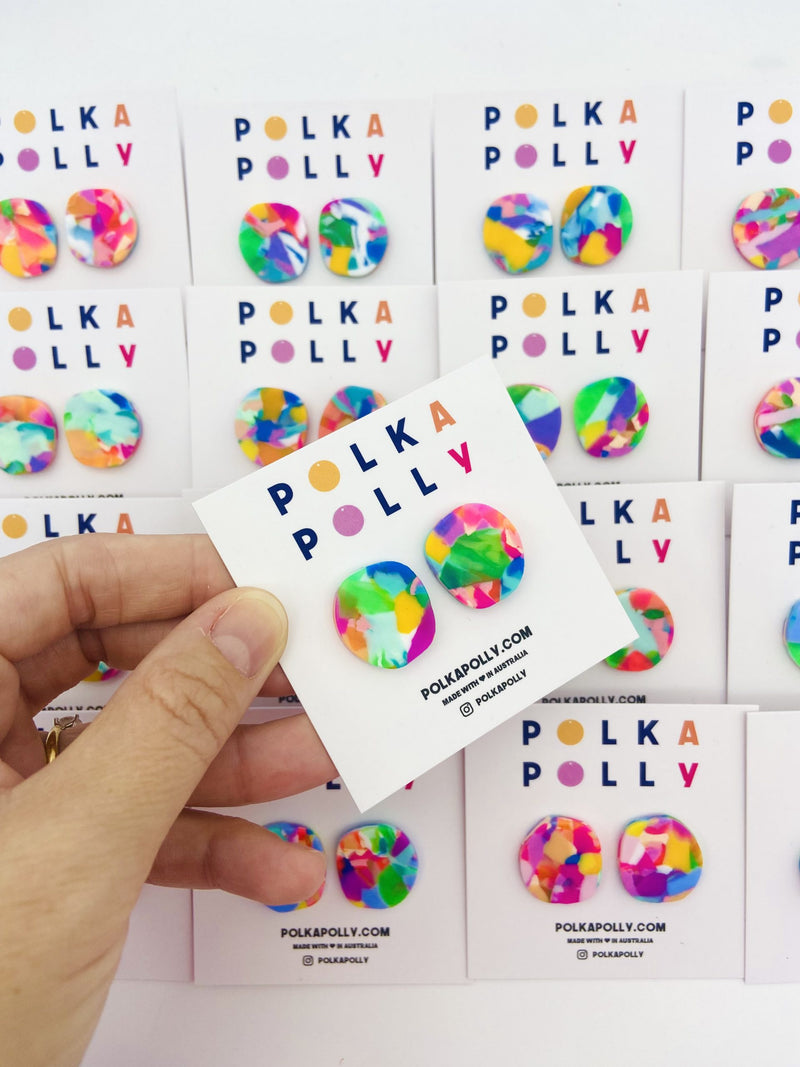 Polka Polly | Rainbow Stone Studs