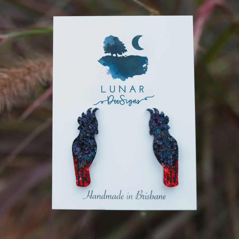 Lunar Dee | Resin Black and Red Cockatoo