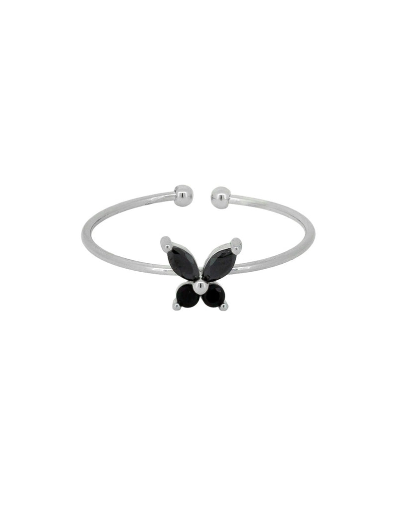 Tiger Tree | Silver Black Butterfly Ring