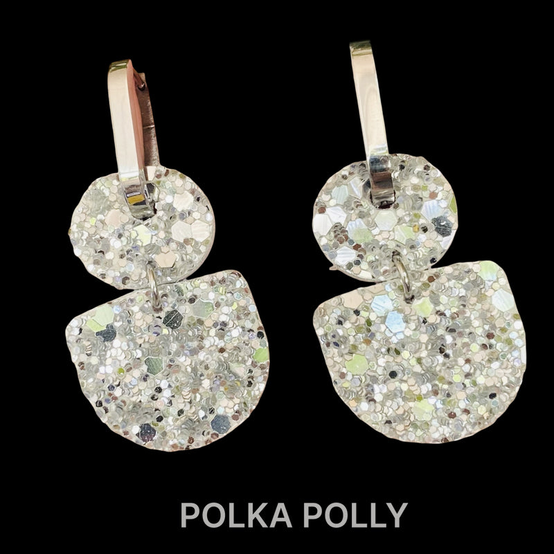 Polka Polly | Silver Glitter Dainty Hoops