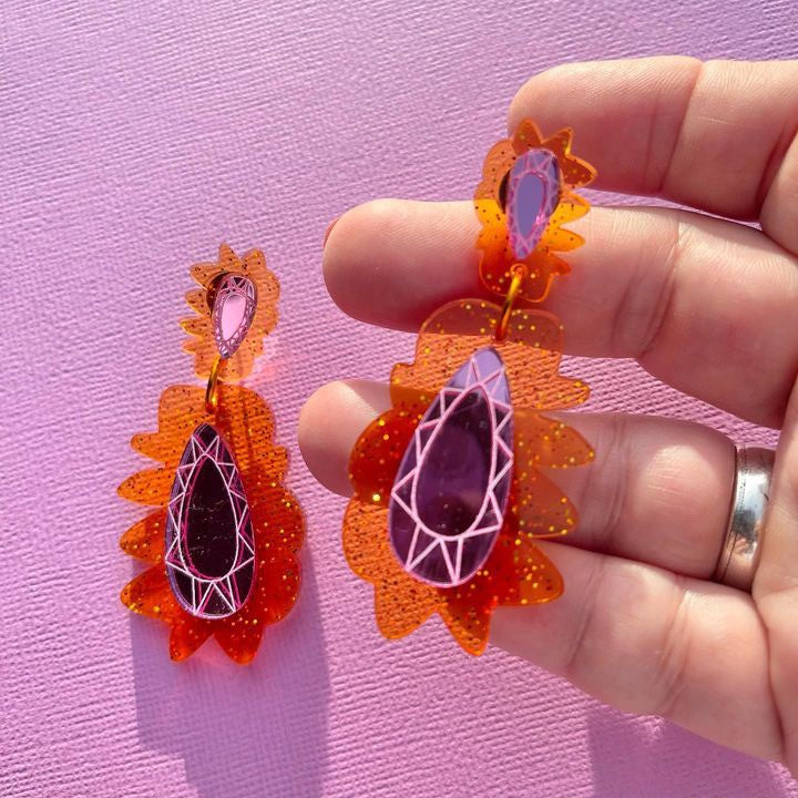 Salvation  | Orange & Pink Gem dangles