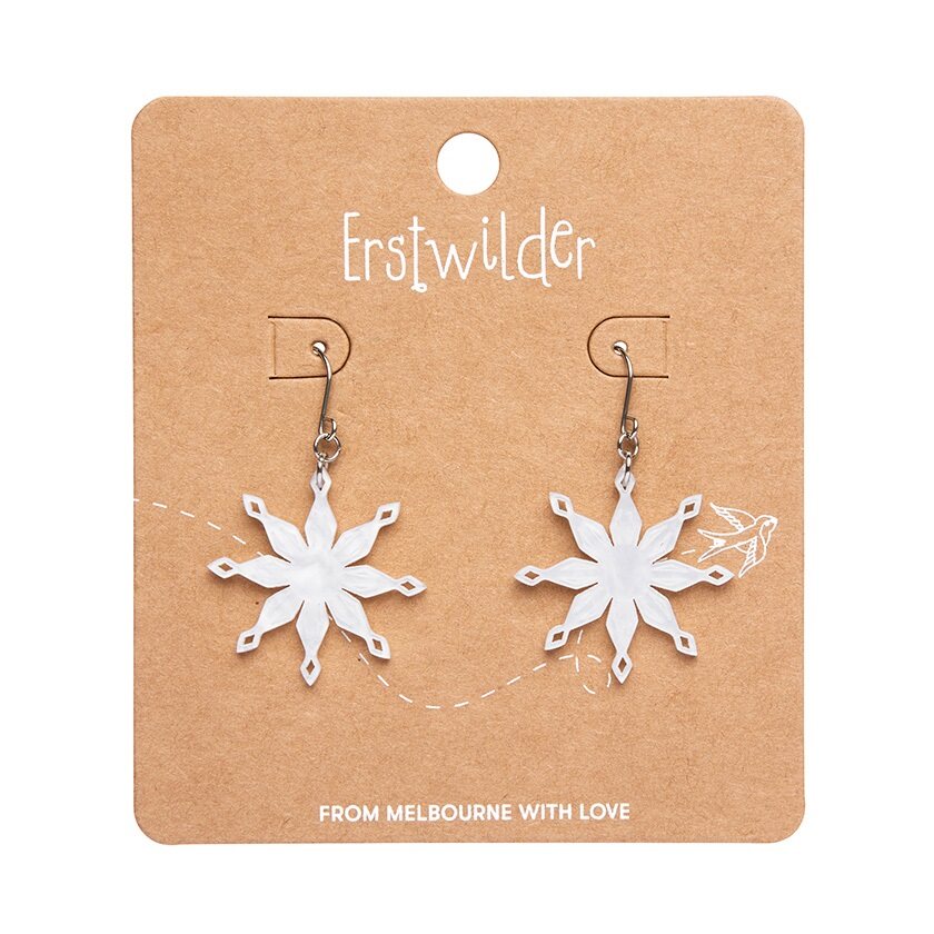 Erstwilder | Snowflake Ripple Drop Earrings - White