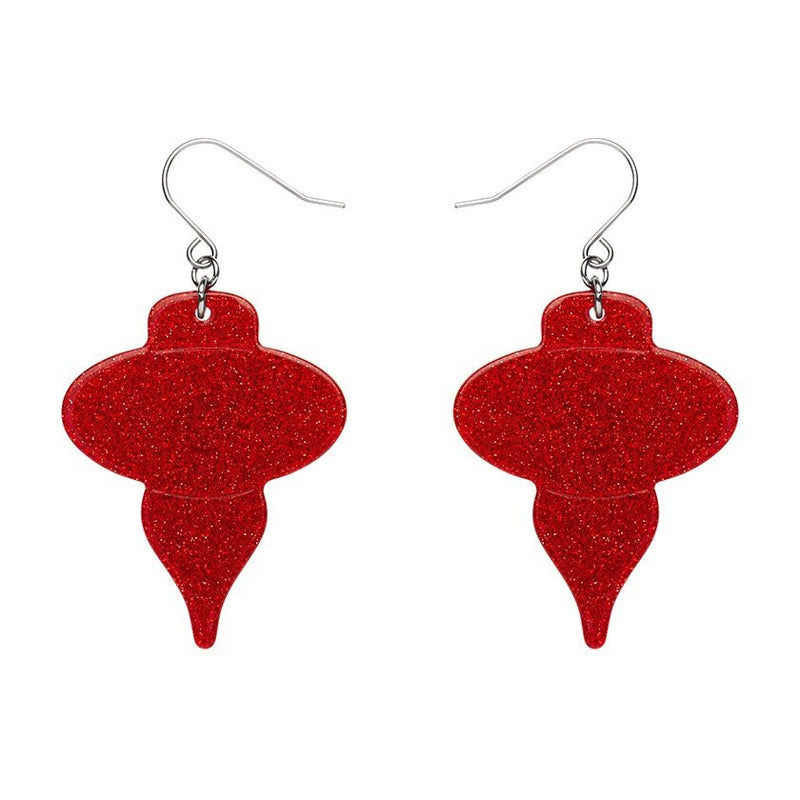 Erstwilder | Baubles Glitter Drop Earrings - Red