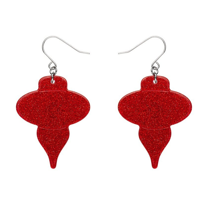 Erstwilder | Baubles Glitter Drop Earrings - Red