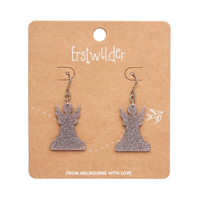 Erstwilder | Angel Glitter Drop Earrings - Silver