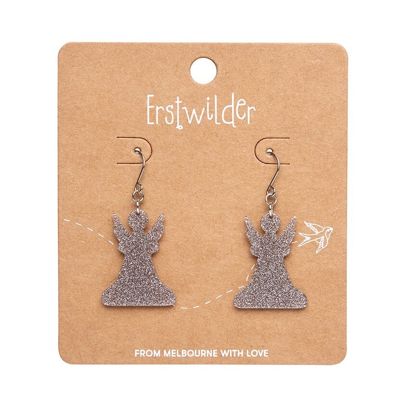 Erstwilder | Angel Glitter Drop Earrings - Silver