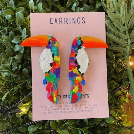 Betty Bright Lights | Rainbow Toucan Drop Earrings