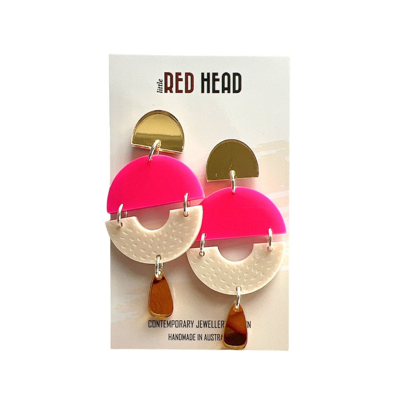Little Red Head - Four Tier Drops - Pink/Ivory/Gold
