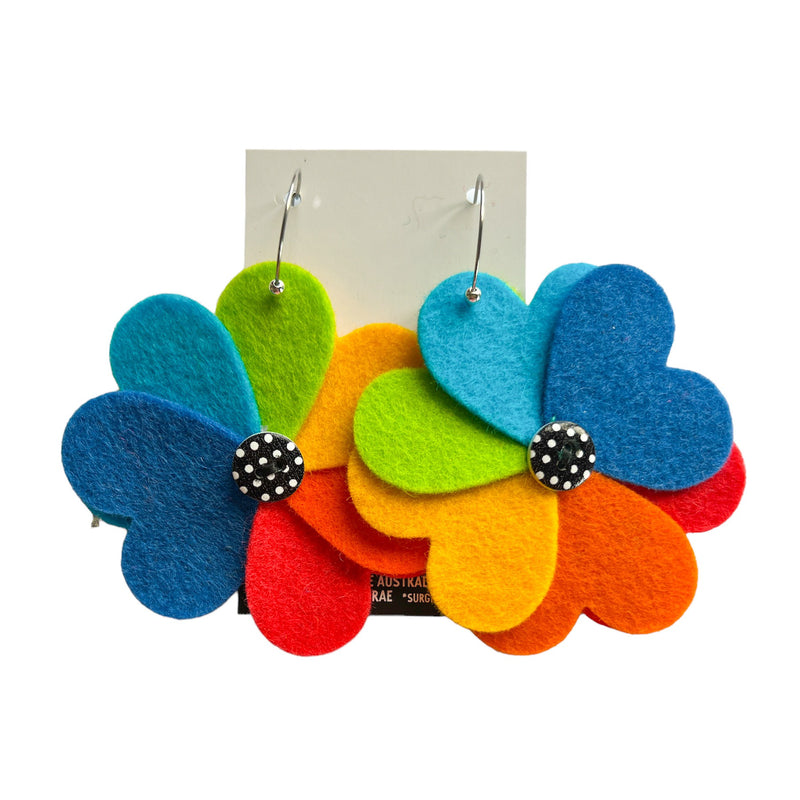 Megan Rae | Felt Flower Hoops - Rainbow