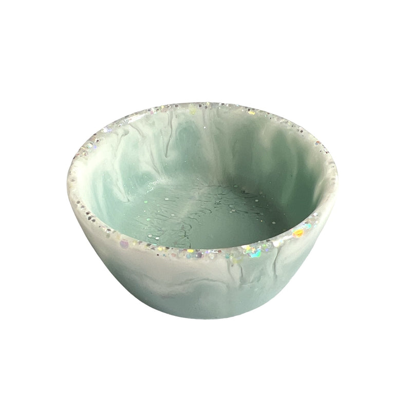 Rebel Art Creations | Resin Trinket Bowl - Pale Blue/Sliver Glitter