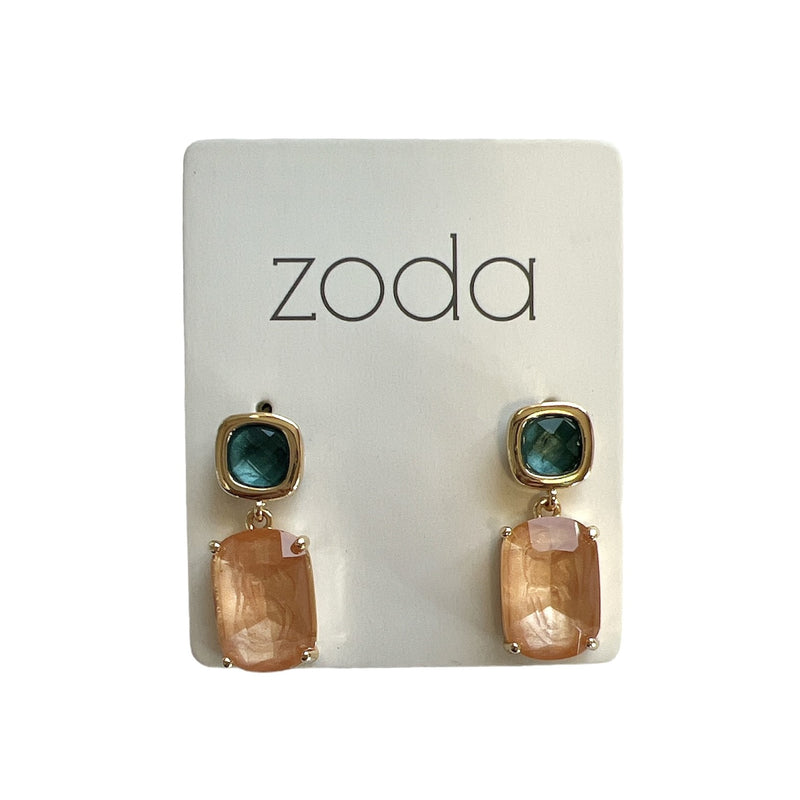 Zoda Stud Drops | Glass - green/amber