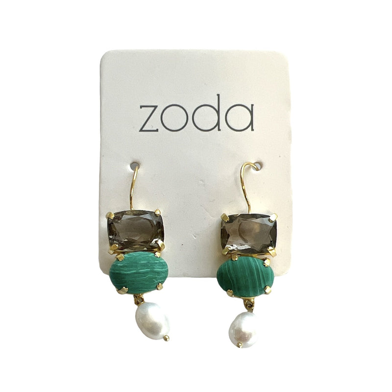Zoda Drops | Glass with green and pearl drops