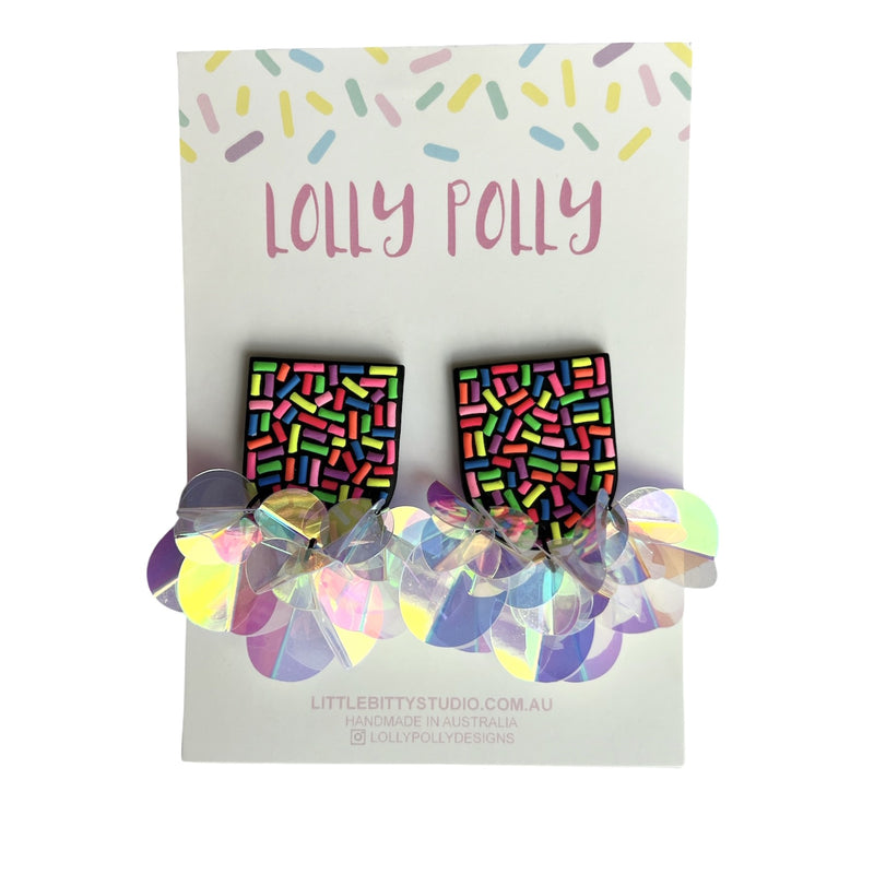 Lolly Polly | Stud Drops with Sequins - Large