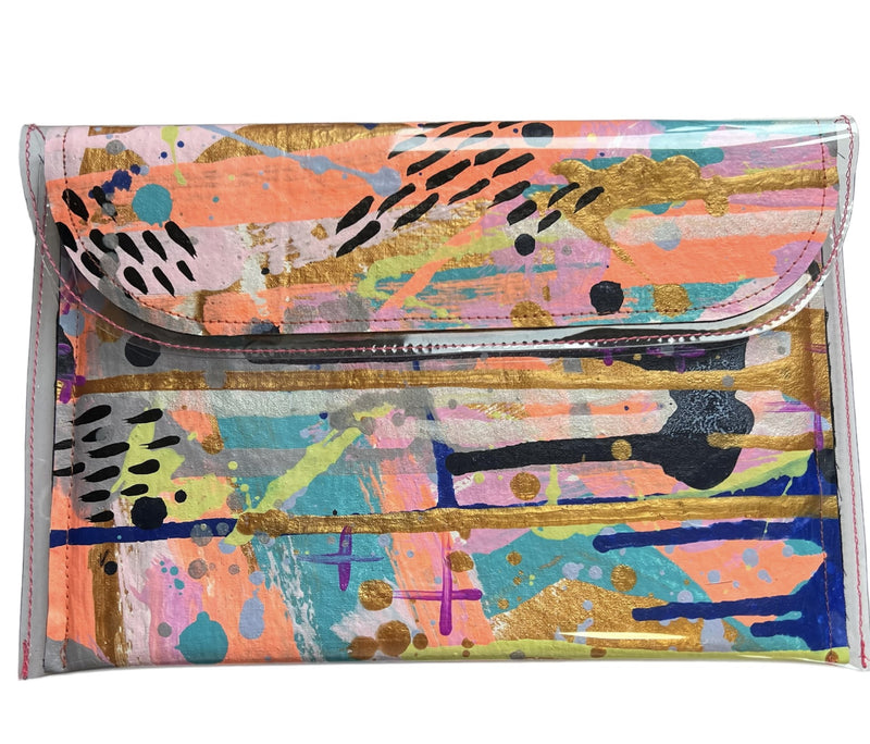 Theresa E Designs PVC Clutch |Medium Multi orange