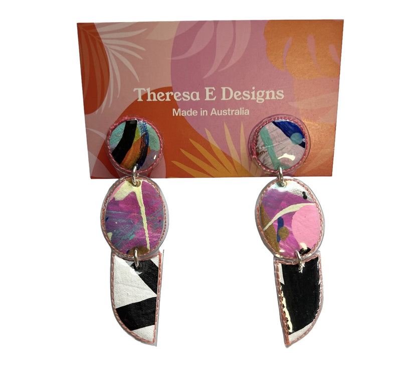 Theresa E Designs dangles | Three tier PVC earrings