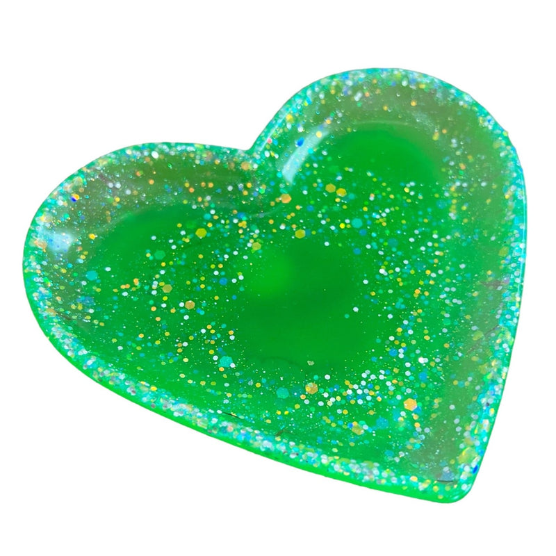 Rebel Art Creations | Resin Trinket Bowl - Heart Large - Green
