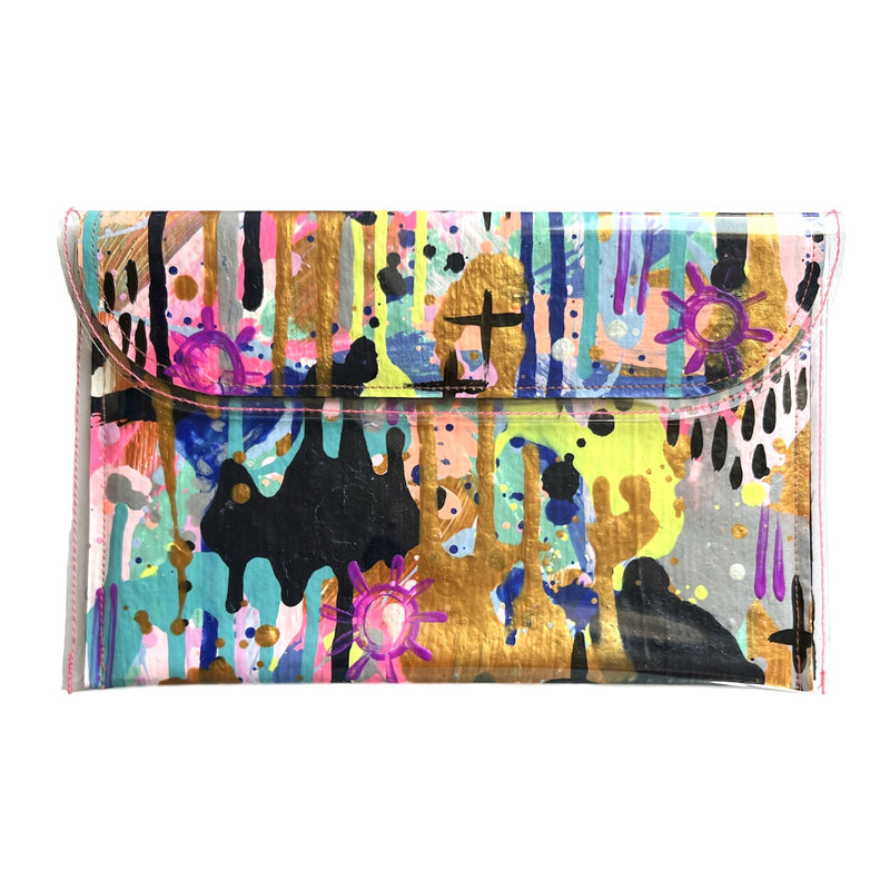 Theresa E Designs PVC Clutch | Medium - Gold Splatter