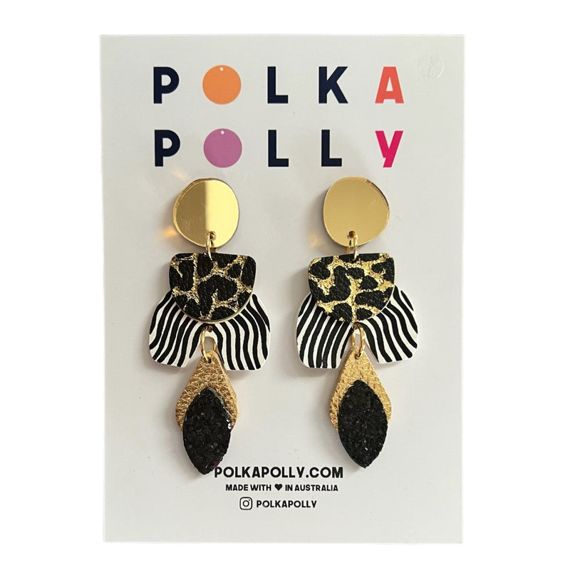 Polka Polly |  Statement Studs - Gold/Black