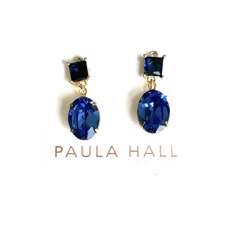 Paula Hall | Crystal Stud Drops - Royal Blue
