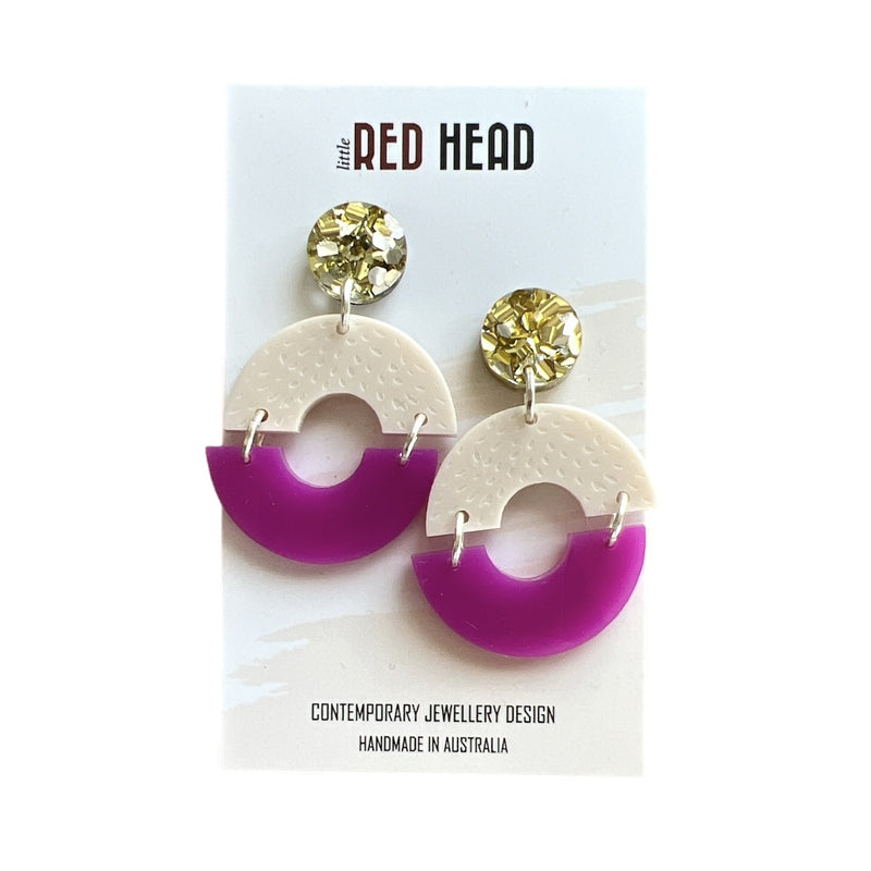 Little Red Head - Circle Drops - Ivory/Pink