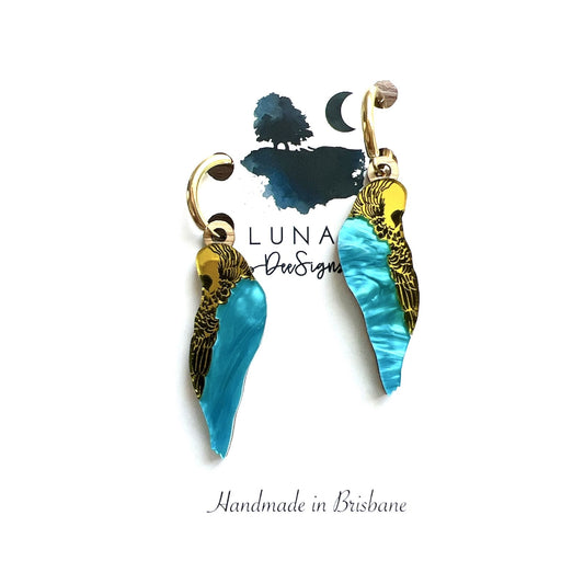 Lunar Dee | Baby Boris the Budgie - Yellow Mirror and Aqua - Hoops