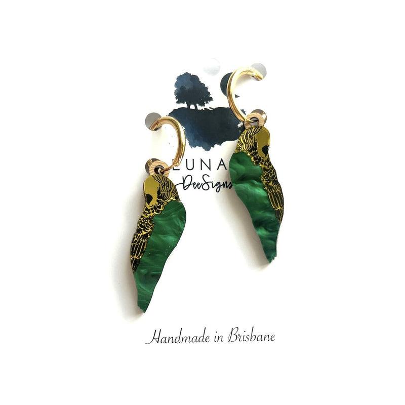 Lunar Dee | Baby Boris the Budgie - Yellow Mirror and Green- Hoops