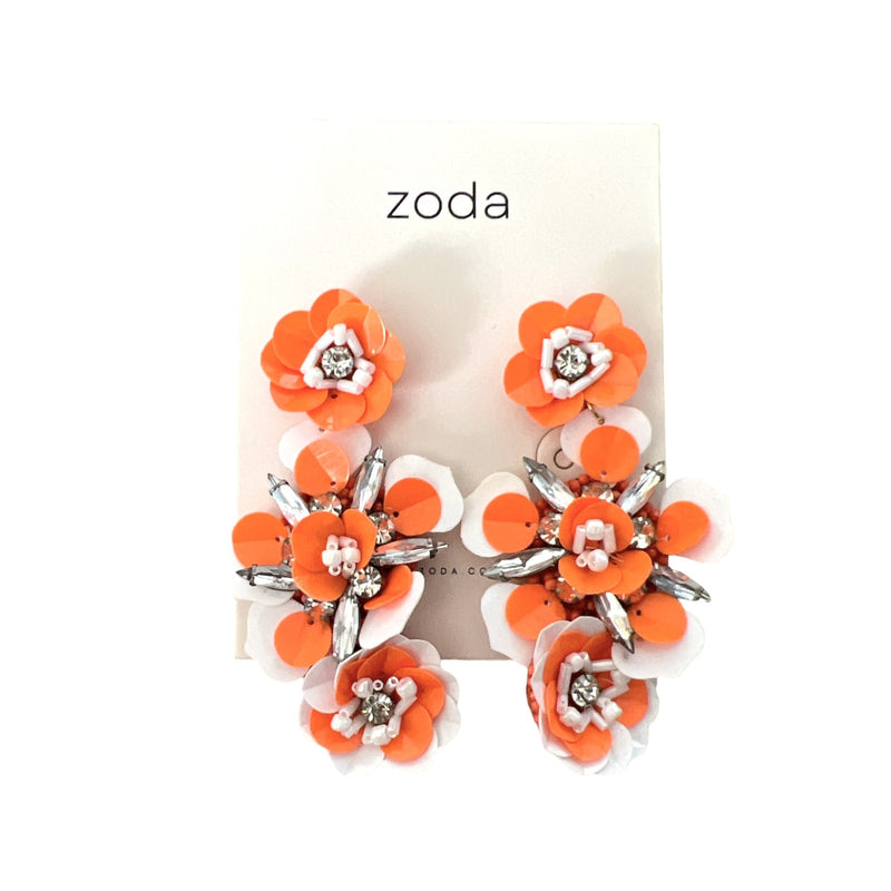 Zoda Earrings | Flower Drop Orange