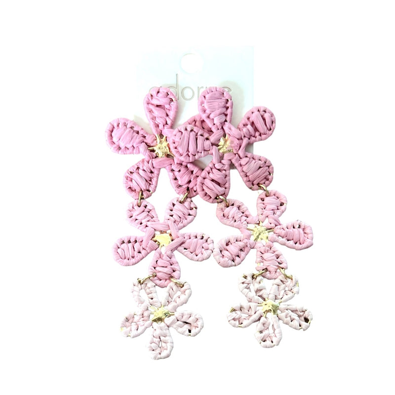 Formal By Adorne | Woven Flower Drop - Pink