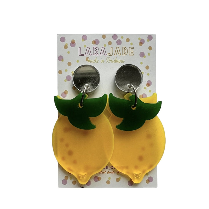 Lara Jade | Silver Stud Top Lemon Dangles - Yellow