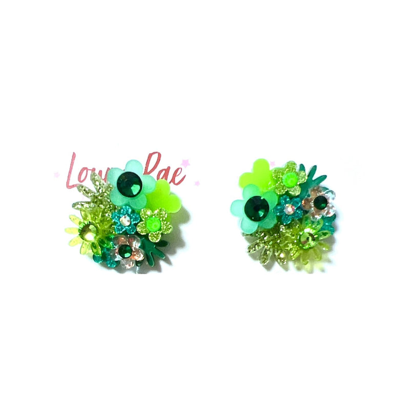 Louna Rae | Flower Bouquet Stud Earrings - green #07