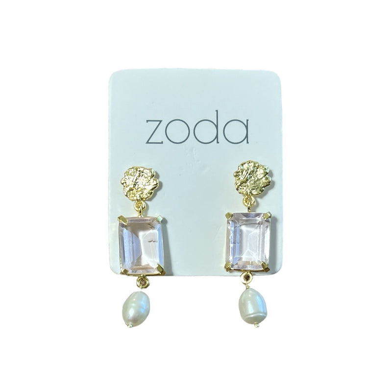 Zoda | Triple Drop Earrings - Gold/Pink/Pearl