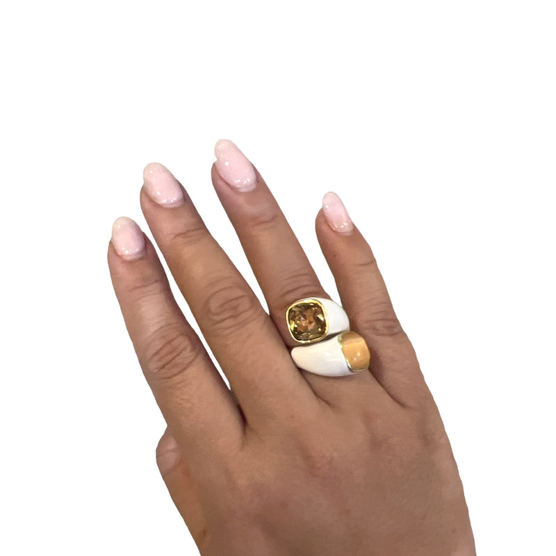 Zoda | Enamel Ring - White with Gold