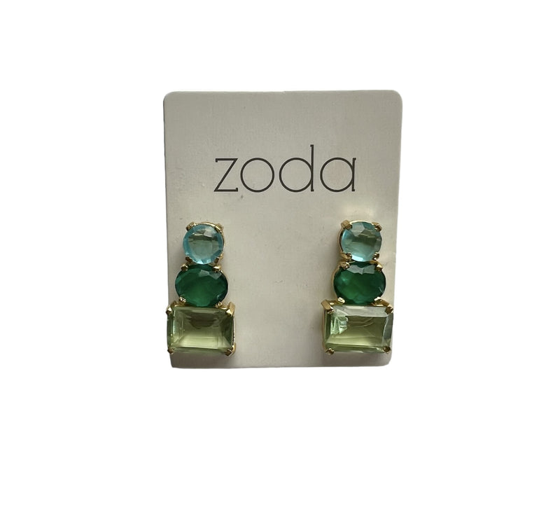 Zoda Dangle Earrings | Triple Green Gems
