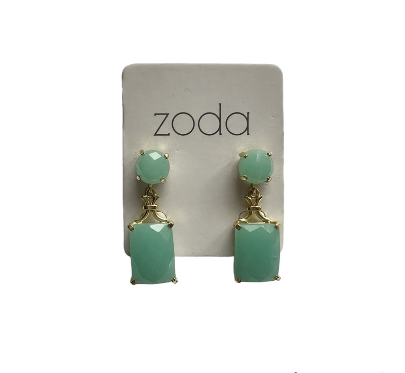 Zoda Dangle Earrings | Turquoise Square Gem Stone Dangles
