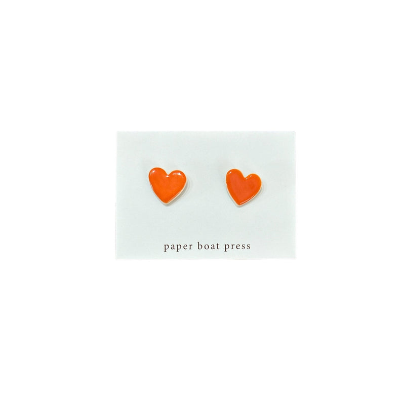 Paper Boat Press | Heart Stud Earrings (Orange)