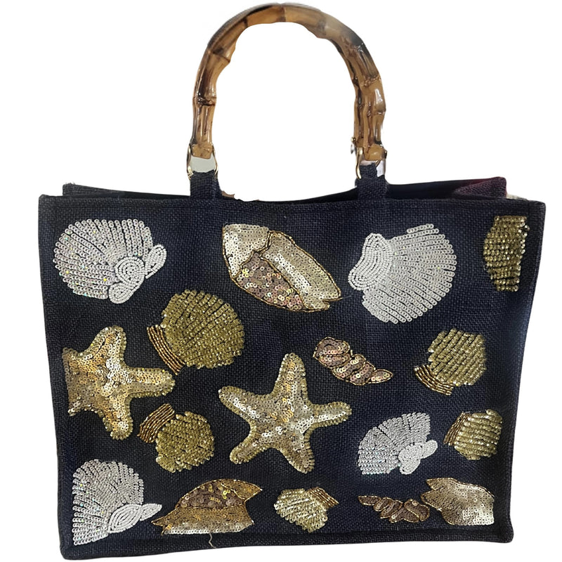 Adorne | Navy Seashell tote bag