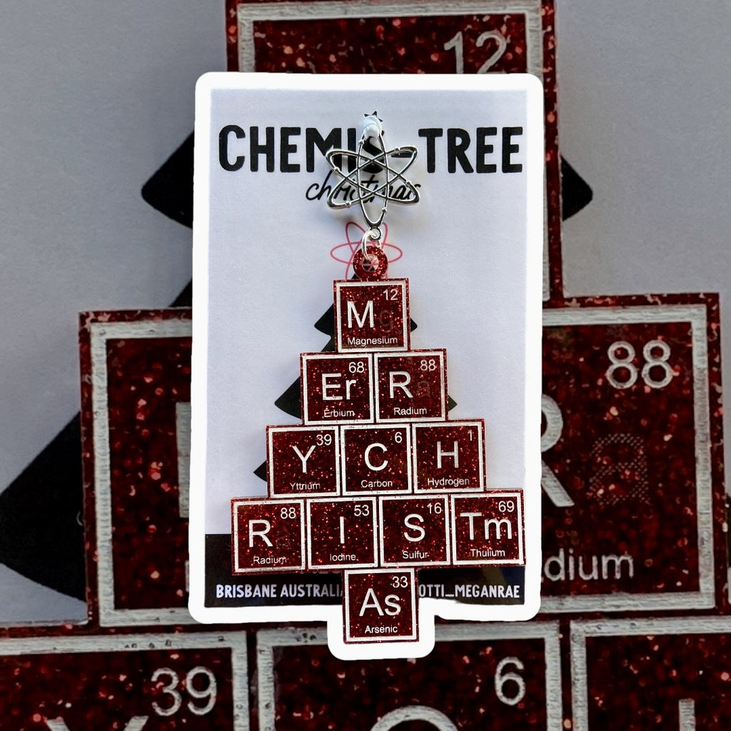 Megan Rae | CHEMIS-TREE Periodic Table Christmas Ornament -Red