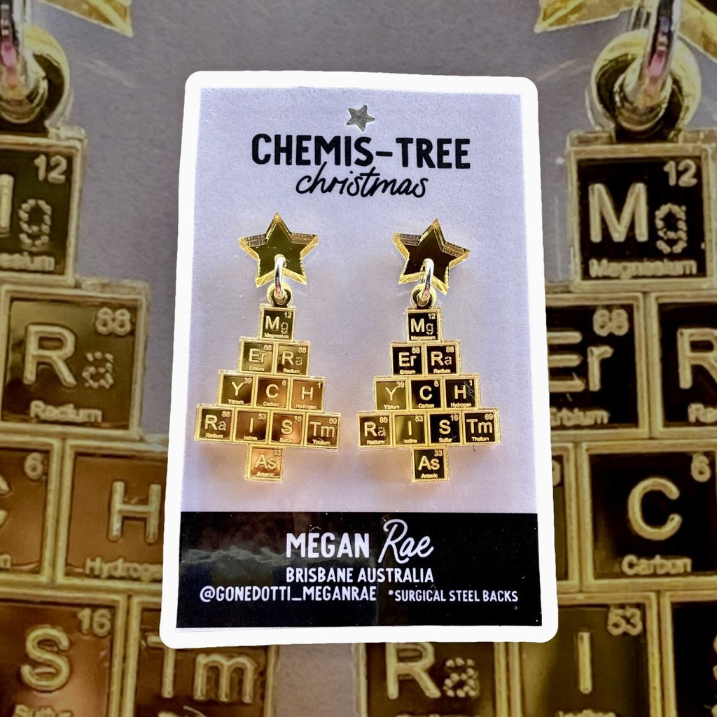 Megan Rae | CHEMIS-TREE Christmas Periodic Table EARRINGS - Gold