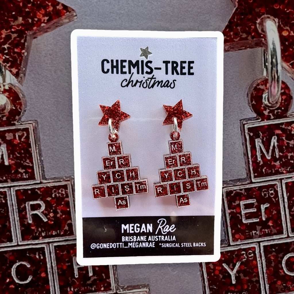 Megan Rae | CHEMIS-TREE Christmas Periodic Table Earrings - Red