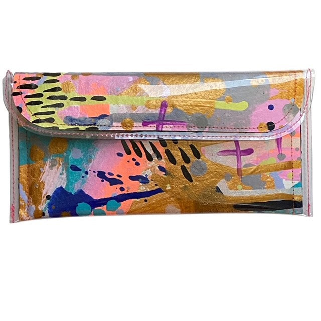 Theresa E Designs PVC Clutch | Slimline -gold/pink tones