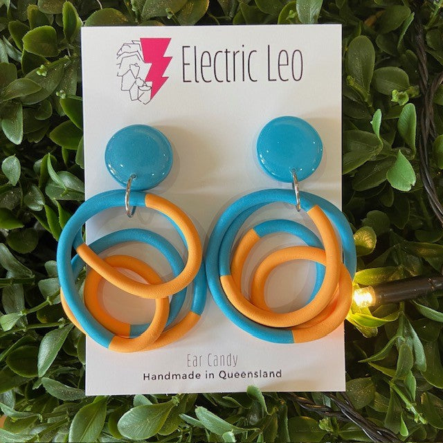 Electric Leo | Midi Squiggles -Turquoise pale orange/peach