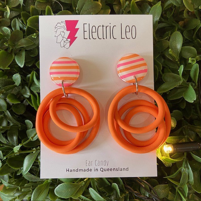 Electric Leo | Midi Squiggles - Orange with striped top