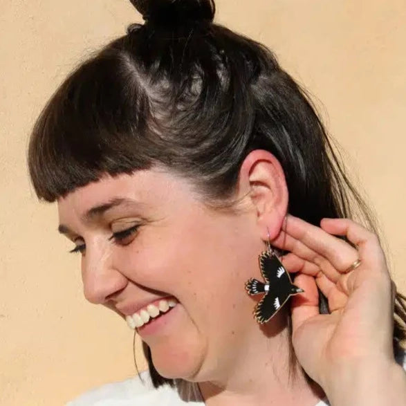 To The Trees | Flying Currowong Earrings