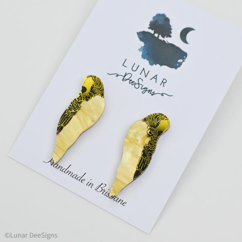 Lunar Dee | Baby Boris the Budgie Studs - Sunshine yellow