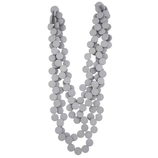 Multi Strand Wooden Bead Necklace - Grey